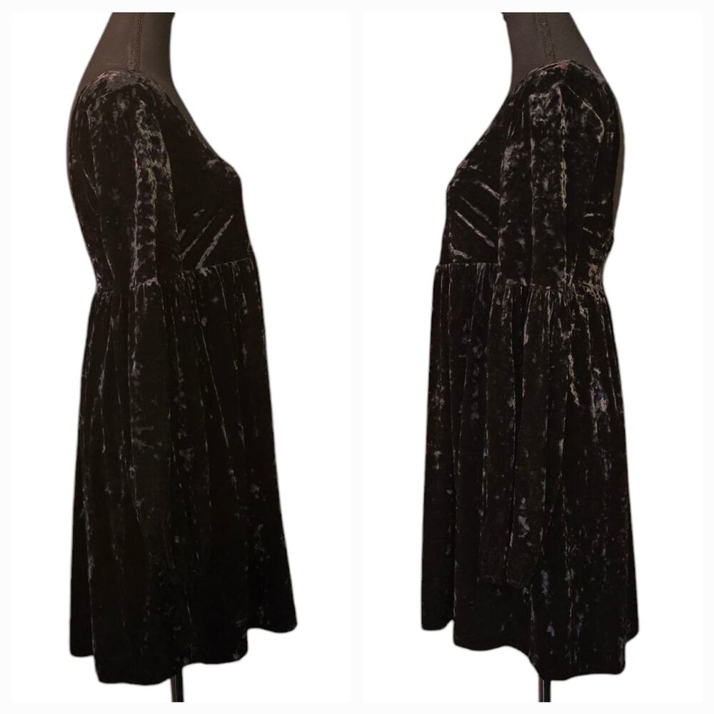 Free People Black Vevlet Solid Oh So Easy Babydoll Dress Size Small - Picture 3 of 6